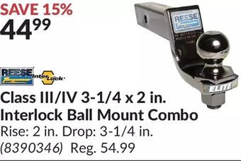 Princess Auto Reese class iii/iv 3-1/4 x 2 in. interlock ball mount combo offer