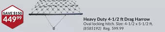 Princess Auto Heavy duty 4-1/2 ft drag harrow offer