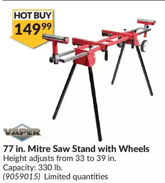 Princess Auto Vaper 77 in. mitre saw stand with wheels offer