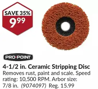 Princess Auto Pro-point 4-½ in. ceramic stripping disc offer