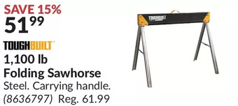 Princess Auto Toughbuilt 1,100 lb folding sawhorse offer