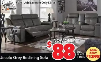 Surplus Furniture Jesolo gray reclining sofa offer