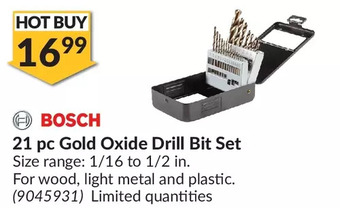 Princess Auto Bosch 21 pc gold oxide drill bit set offer