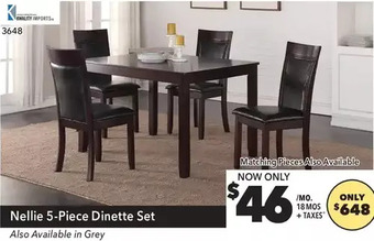 Surplus Furniture Nellie espresso 5-piece dinette set offer