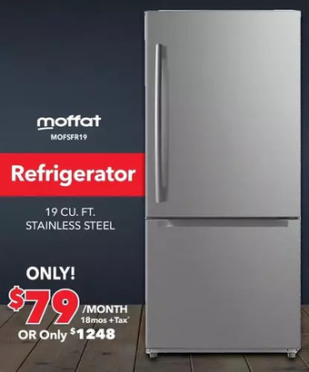 Surplus Furniture Moffat stainless steel 19 cu ft refrigerator with drawer offer