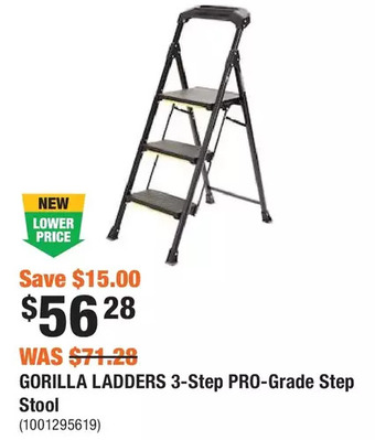 Home Depot Gorilla ladders 3-step pro-grade step stool offer