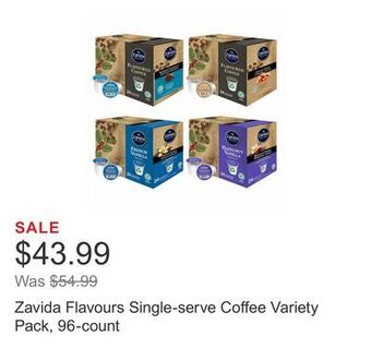 Costco Zavida flavours single-serve coffee variety pack, 96-count offer