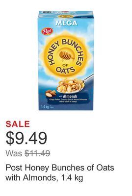Costco Post honey bunches of oats with almonds, 1.4 kg offer