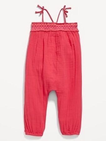 Old Navy Double-weave sleeveless tie-shoulder one-piece for toddler girls offer