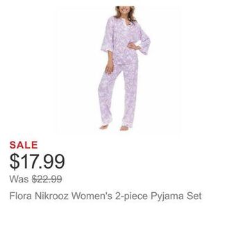 Costco Flora nikrooz women's 2-piece pyjama set offer