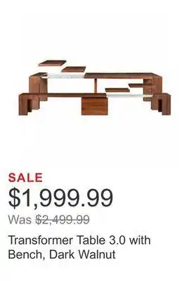Costco Transformer table 3.0 with bench, dark walnut offer