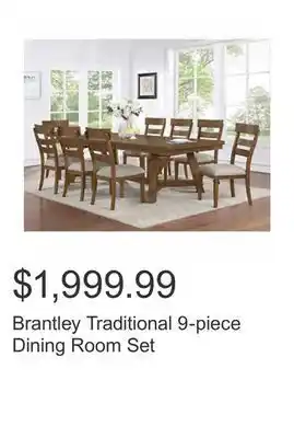 Costco Brantley traditional 9-piece dining room set offer