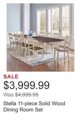 Costco Stella 11-piece solid wood dining room set offer