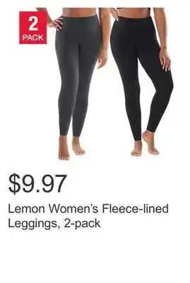 Costco Lemon women's fleece-lined leggings, 2-pack offer