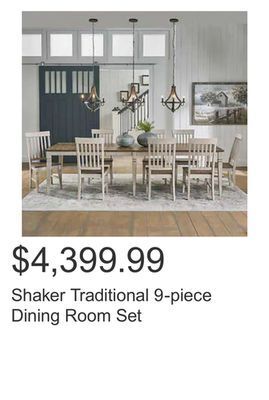 Costco Shaker traditional 9-piece dining room set offer