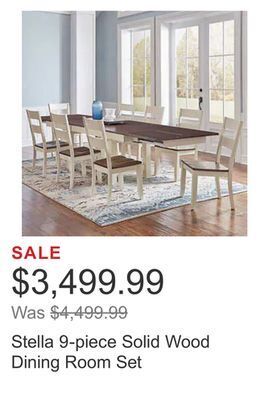 Costco Stella 9-piece solid wood dining room set offer