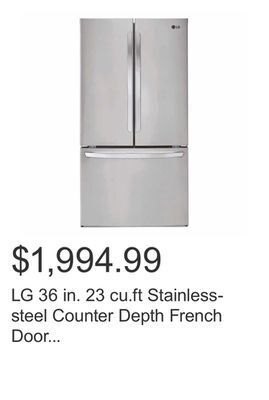 Costco Lg 36 in. 23 cu.ft stainless-steel counter depth french door refrigerator with smudge resistant finish offer