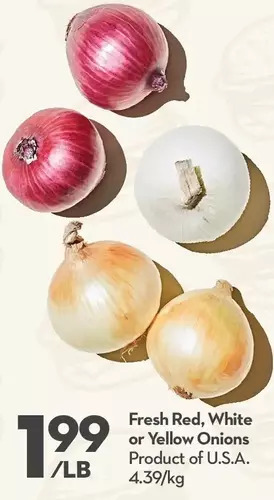 Longo's Fresh red, white or yellow onions offer