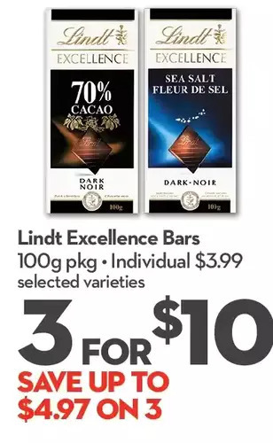 Longo's Lindt excellence bars offer