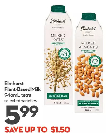 Longo's Elmhurst plant-based milk offer