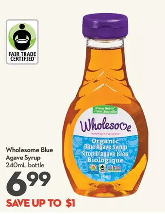 Longo's Wholesome blue agave syrup offer