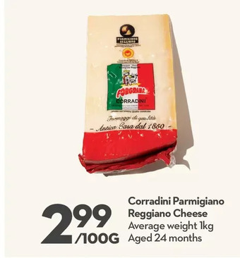 Longo's Corradini parmigiano reggiano cheese offer