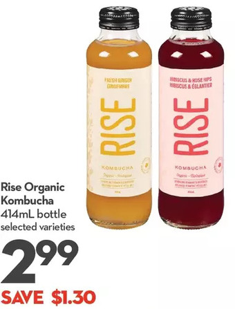 Longo's Rise organic kombucha offer