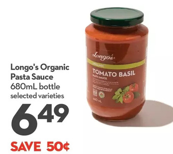 Longo's Longo's organic pasta sauce offer
