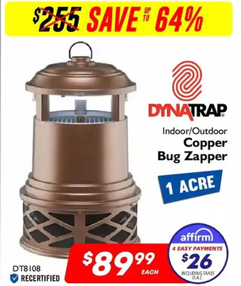 Factory Direct Dynatrap indoor/outdoor copper bug zapper offer