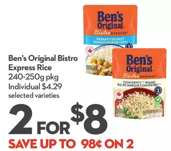 Longo's Ben's original bistro express rice offer