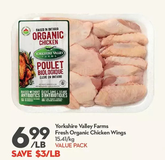 Longo's Yorkshire valley farms fresh organic chicken wings offer