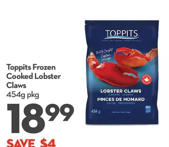 Longo's Toppits frozen cooked lobster claws offer