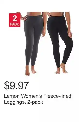 Costco Lemon women’s fleece-lined leggings, 2-pack offer
