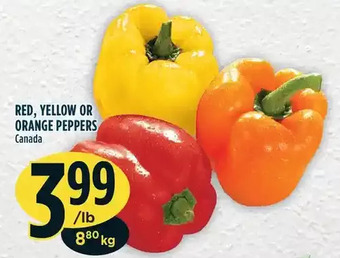 Marché Adonis Red, yellow or orange peppers offer