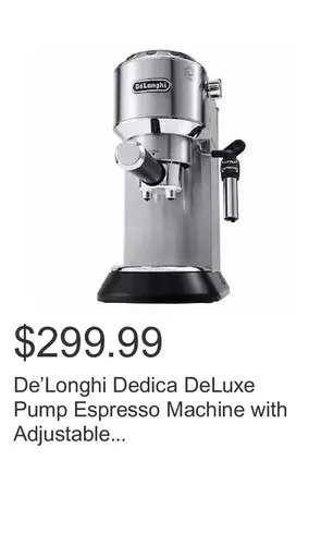 Costco De’longhi dedica deluxe pump espresso machine with adjustable frothing wand offer