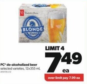 Real Canadian Superstore PC De-Alcoholized Beer 12x355 ml offer