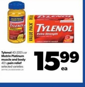Real Canadian Superstore Tylenol 40-200's or Motrin Platinum Muscle and Body 40's Pain Relief offer