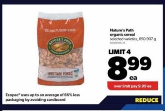 Real Canadian Superstore Nature's path organic cereal offer