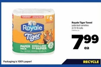 Real Canadian Superstore Royale Tiger Towel selected varieties 2/3-6 rolls offer