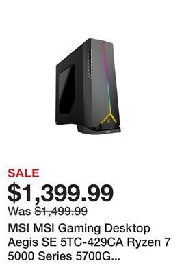 Newegg Msi gaming desktop aegis se 5tc-429ca ryzen 7 5000 series 5700g (3.80ghz) 16gb ddr4 1 tb ssd nvidia geforce rtx 3060 windows offer