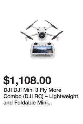 Newegg Dji mini 3 fly more combo (dji rc) – lightweight and foldable mini camera drone with 4k hdr video, 38-min flight time, true v offer