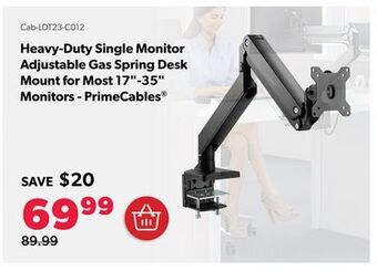 Shopper+ Heavy-duty single monitor adjustable gas spring desk mount for most 17-35 monitors - primecables offer
