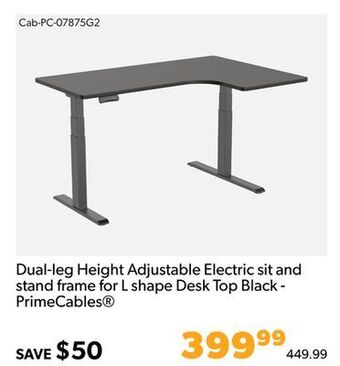 Shopper+ Dual-leg height adjustable electric sit and stand frame for l shape desk top black - primecables offer