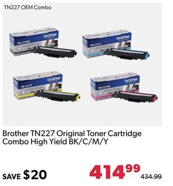 Shopper+ Brother tn227 original toner cartridge combo high yield bk/c/m/y offer