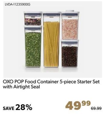 Shopper+ Oxo pop food container 5-piece starter set with airtight seal offer