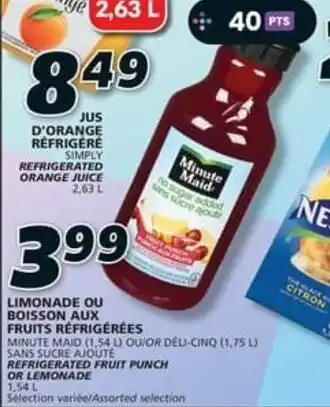 IGA MINUTE MAID LIMONADE OU BOISSON AUX FRUITS RÉFRIGÉRÉES (1,54 L) offer