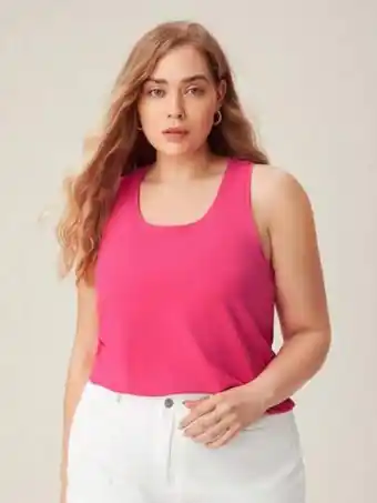 SheIn Shein basics plus cotton solid tank top offer