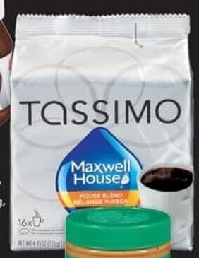 No Frills MAXWELL HOUSE or NABOB TASSIMO PODS 8-16's offer