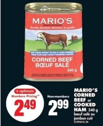 No Frills MARIO'S CORNED BEEF or COOKED HAM 340 g offer