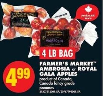 No Frills FARMER'S MARKET AMBROSIA or ROYAL GALA APPLES 4 LB BAG offer